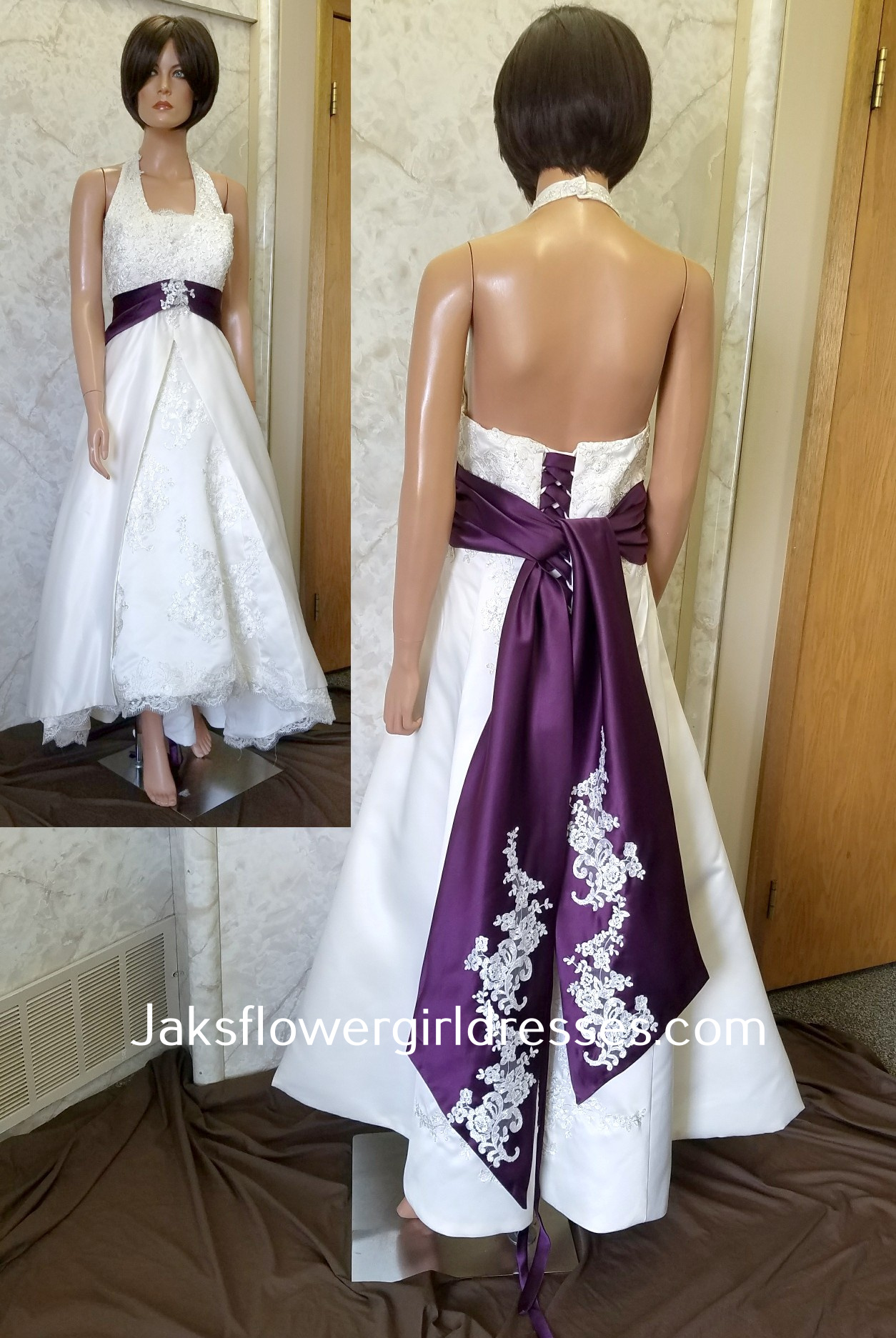 Wedding dresses with purple accents